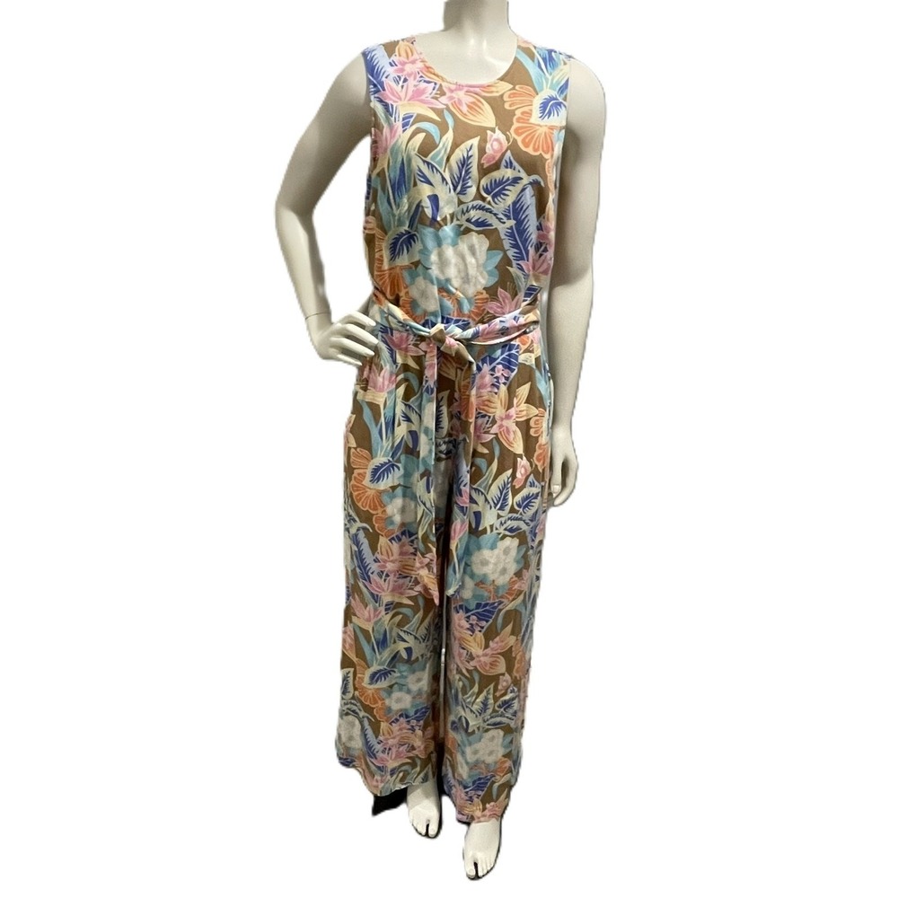 J.McLaughlin Rebekka‎ Sleeveless Jumpsuit Size S Floral Wide Leg Belted